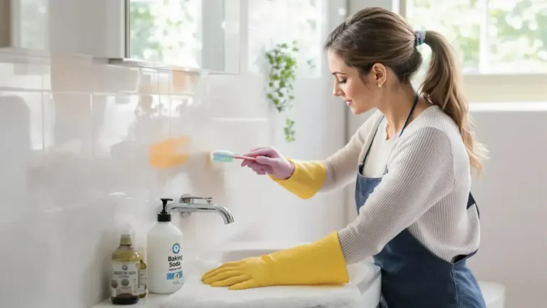 Questa miscela fai da te con 4 ingredienti può trasformare le fughe nere del bagno in 15 minuti senza candeggina