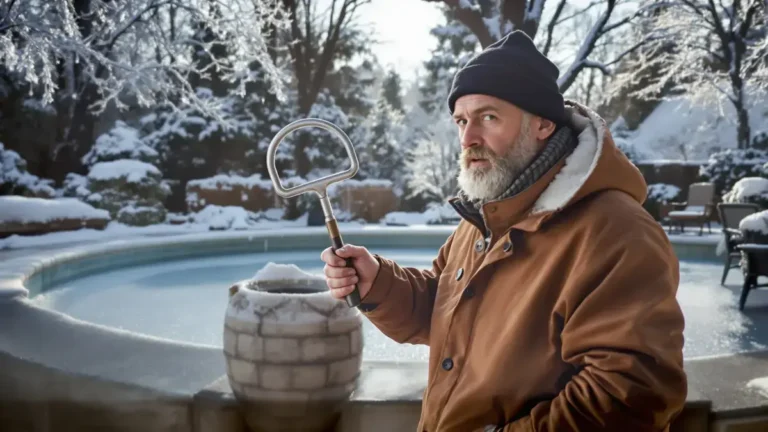 Rompere il ghiaccio di una piscina ghiacciata in inverno un errore comune da evitare